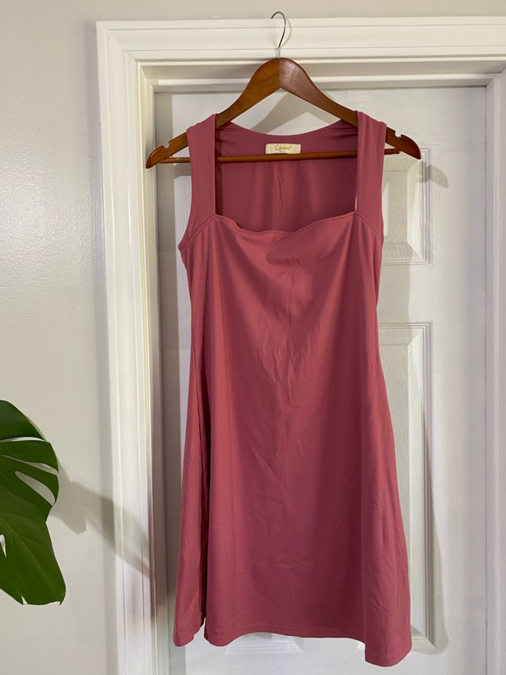 Square-Neck Mini Dress in Dusty Rose